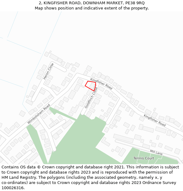 2, KINGFISHER ROAD, DOWNHAM MARKET, PE38 9RQ: Location map and indicative extent of plot