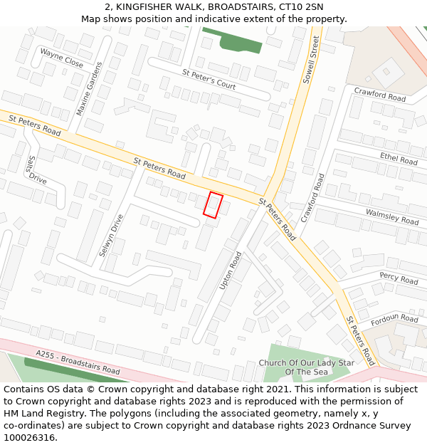 2, KINGFISHER WALK, BROADSTAIRS, CT10 2SN: Location map and indicative extent of plot