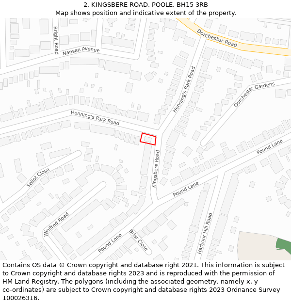 2, KINGSBERE ROAD, POOLE, BH15 3RB: Location map and indicative extent of plot