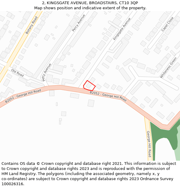 2, KINGSGATE AVENUE, BROADSTAIRS, CT10 3QP: Location map and indicative extent of plot