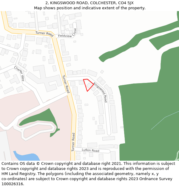 2, KINGSWOOD ROAD, COLCHESTER, CO4 5JX: Location map and indicative extent of plot