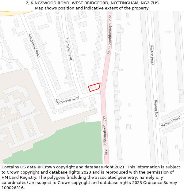 2, KINGSWOOD ROAD, WEST BRIDGFORD, NOTTINGHAM, NG2 7HS: Location map and indicative extent of plot