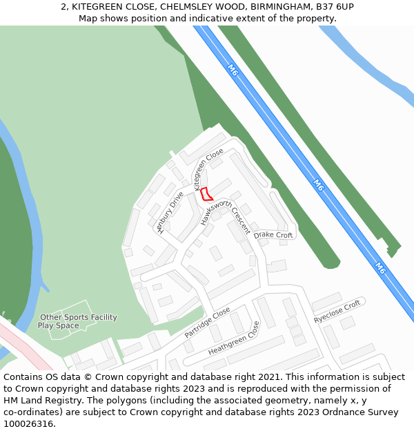 2, KITEGREEN CLOSE, CHELMSLEY WOOD, BIRMINGHAM, B37 6UP: Location map and indicative extent of plot