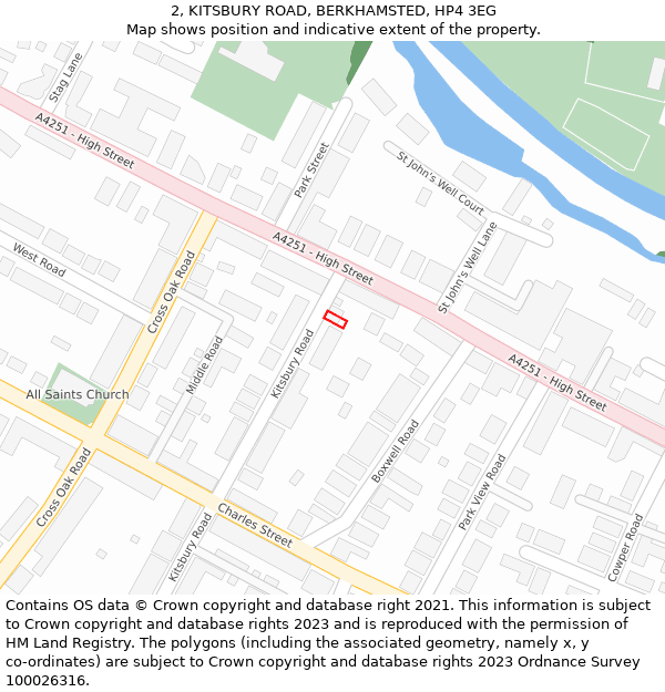 2, KITSBURY ROAD, BERKHAMSTED, HP4 3EG: Location map and indicative extent of plot
