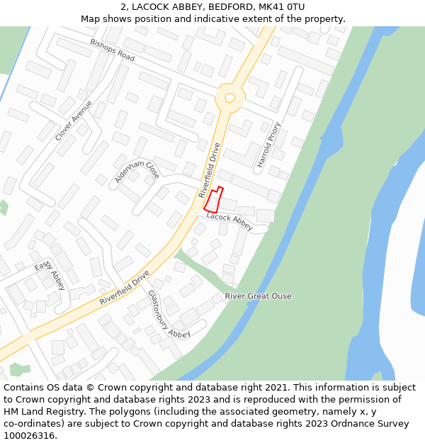 2, LACOCK ABBEY, BEDFORD, MK41 0TU: Location map and indicative extent of plot