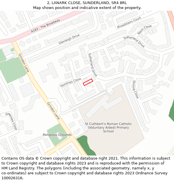 2, LANARK CLOSE, SUNDERLAND, SR4 8RL: Location map and indicative extent of plot