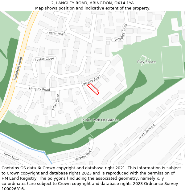 2, LANGLEY ROAD, ABINGDON, OX14 1YA: Location map and indicative extent of plot
