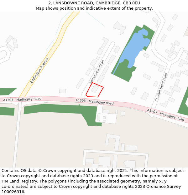 2, LANSDOWNE ROAD, CAMBRIDGE, CB3 0EU: Location map and indicative extent of plot