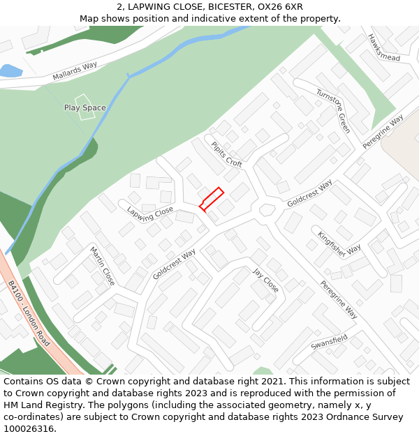 2, LAPWING CLOSE, BICESTER, OX26 6XR: Location map and indicative extent of plot