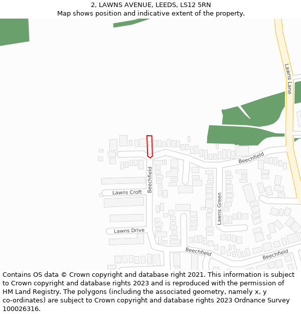 2, LAWNS AVENUE, LEEDS, LS12 5RN: Location map and indicative extent of plot