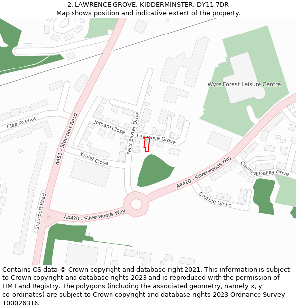 2, LAWRENCE GROVE, KIDDERMINSTER, DY11 7DR: Location map and indicative extent of plot