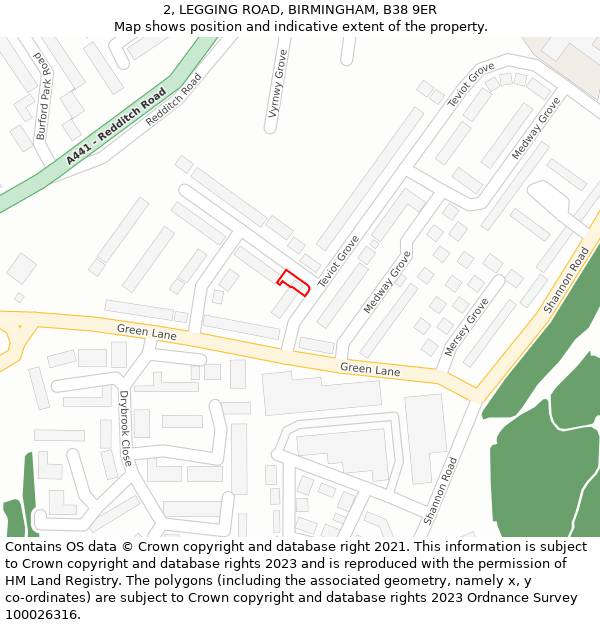 2, LEGGING ROAD, BIRMINGHAM, B38 9ER: Location map and indicative extent of plot