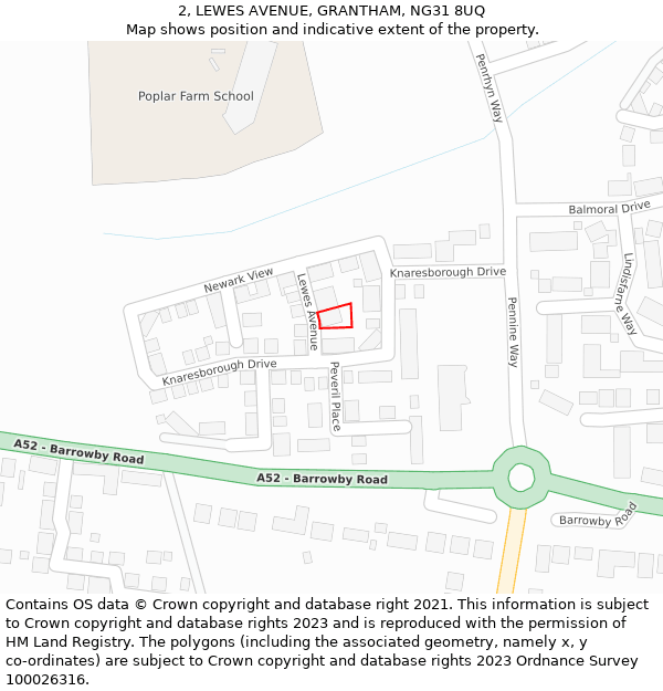 2, LEWES AVENUE, GRANTHAM, NG31 8UQ: Location map and indicative extent of plot