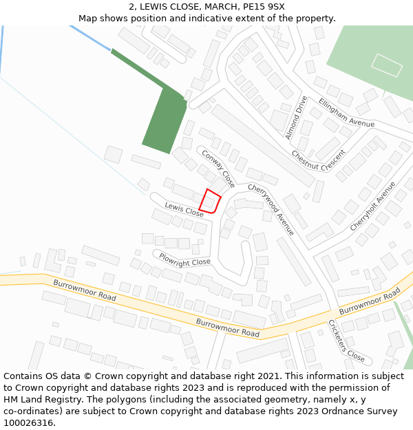 2, LEWIS CLOSE, MARCH, PE15 9SX: Location map and indicative extent of plot
