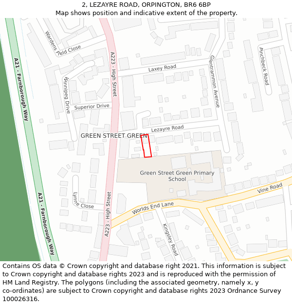 2, LEZAYRE ROAD, ORPINGTON, BR6 6BP: Location map and indicative extent of plot