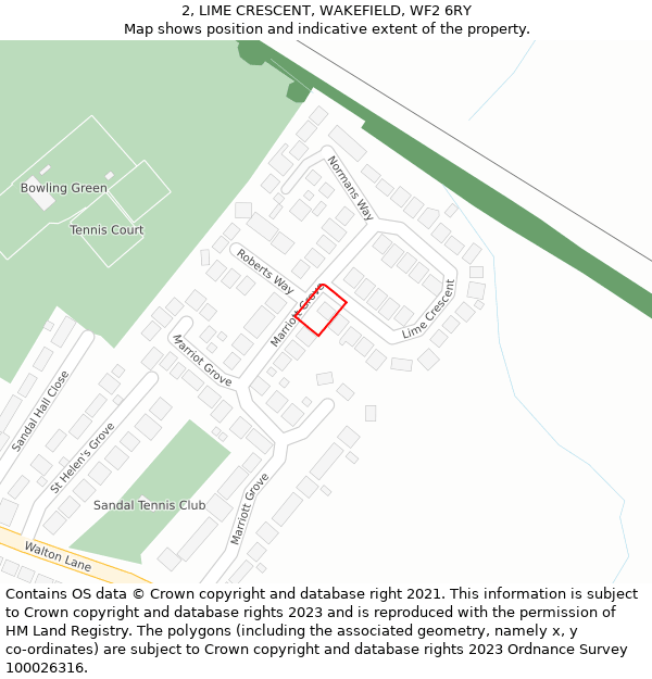 2, LIME CRESCENT, WAKEFIELD, WF2 6RY: Location map and indicative extent of plot