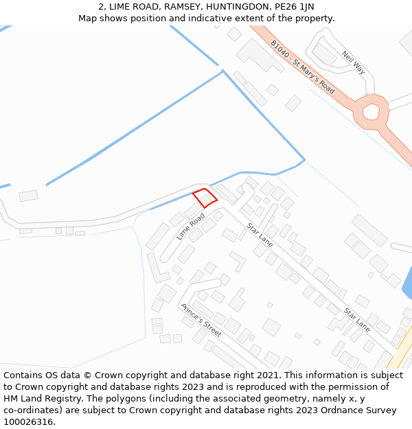2, LIME ROAD, RAMSEY, HUNTINGDON, PE26 1JN: Location map and indicative extent of plot