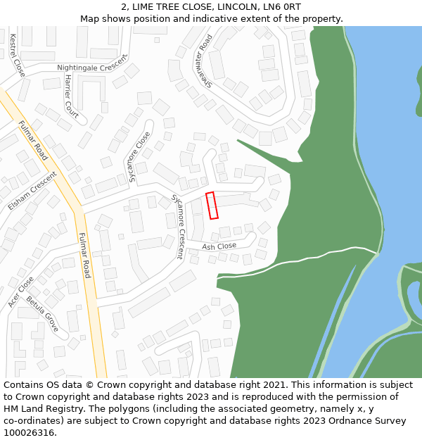 2, LIME TREE CLOSE, LINCOLN, LN6 0RT: Location map and indicative extent of plot