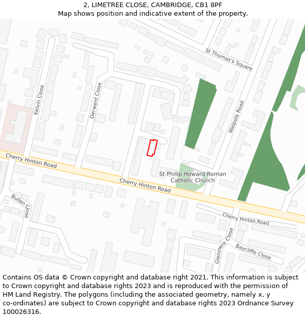 2, LIMETREE CLOSE, CAMBRIDGE, CB1 8PF: Location map and indicative extent of plot