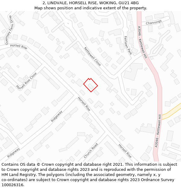 2, LINDVALE, HORSELL RISE, WOKING, GU21 4BG: Location map and indicative extent of plot