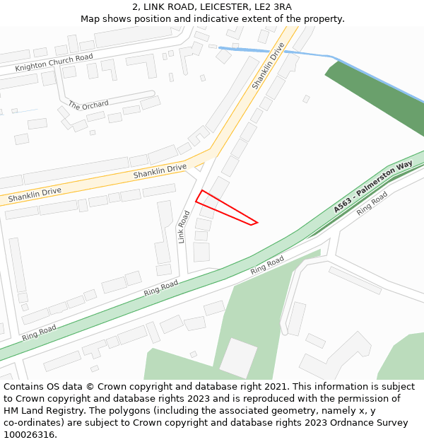2, LINK ROAD, LEICESTER, LE2 3RA: Location map and indicative extent of plot