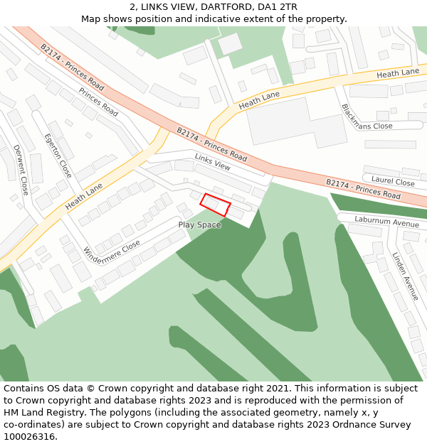 2, LINKS VIEW, DARTFORD, DA1 2TR: Location map and indicative extent of plot