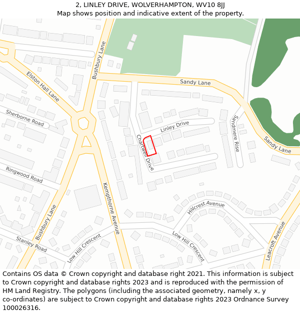 2, LINLEY DRIVE, WOLVERHAMPTON, WV10 8JJ: Location map and indicative extent of plot