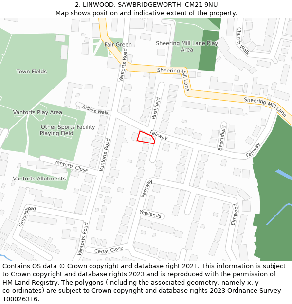 2, LINWOOD, SAWBRIDGEWORTH, CM21 9NU: Location map and indicative extent of plot