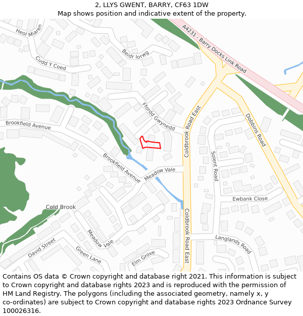 2, LLYS GWENT, BARRY, CF63 1DW: Location map and indicative extent of plot