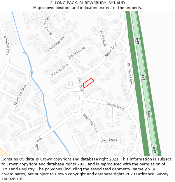 2, LONG PACK, SHREWSBURY, SY1 4UD: Location map and indicative extent of plot