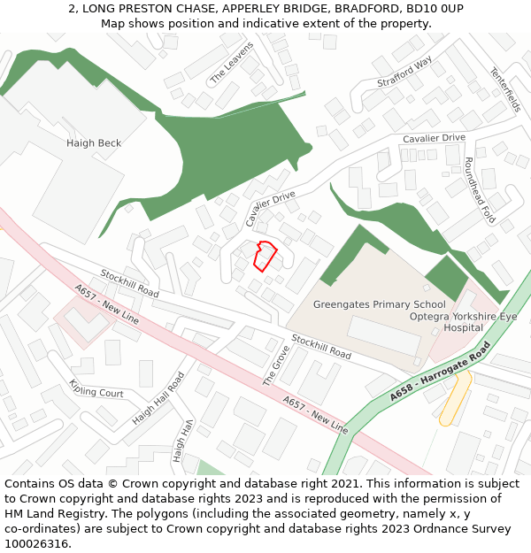 2, LONG PRESTON CHASE, APPERLEY BRIDGE, BRADFORD, BD10 0UP: Location map and indicative extent of plot