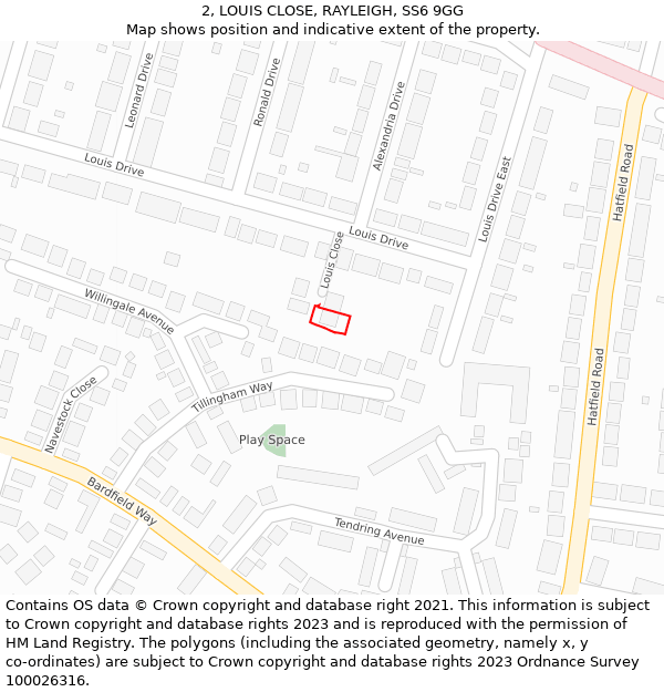 2, LOUIS CLOSE, RAYLEIGH, SS6 9GG: Location map and indicative extent of plot