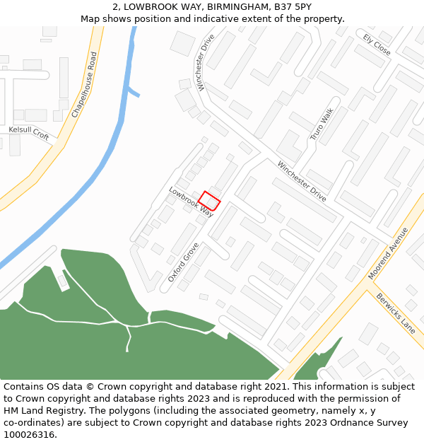 2, LOWBROOK WAY, BIRMINGHAM, B37 5PY: Location map and indicative extent of plot