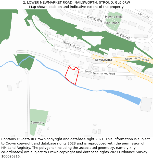 2, LOWER NEWMARKET ROAD, NAILSWORTH, STROUD, GL6 0RW: Location map and indicative extent of plot