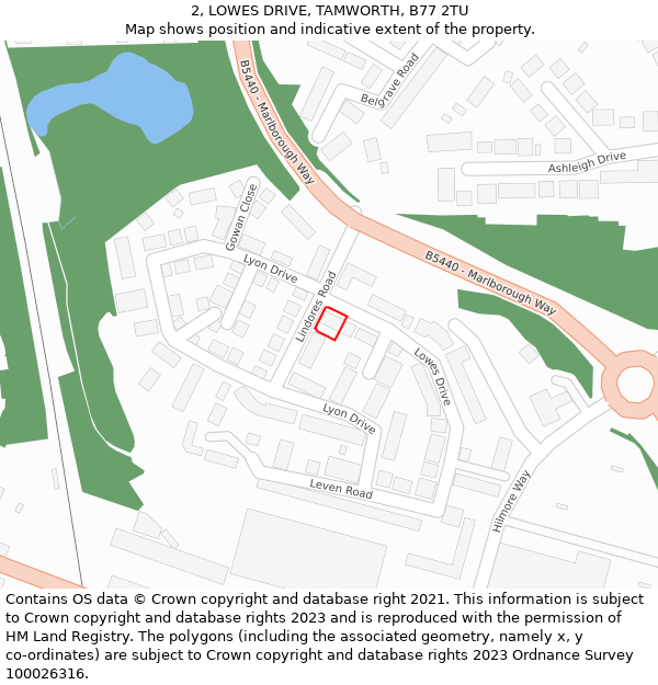 2, LOWES DRIVE, TAMWORTH, B77 2TU: Location map and indicative extent of plot