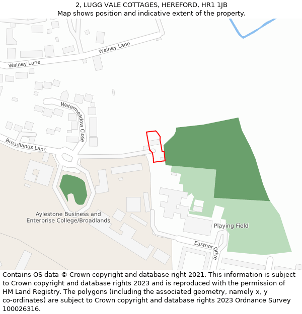 2, LUGG VALE COTTAGES, HEREFORD, HR1 1JB: Location map and indicative extent of plot