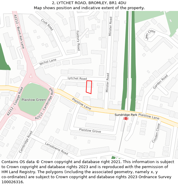 2, LYTCHET ROAD, BROMLEY, BR1 4DU: Location map and indicative extent of plot