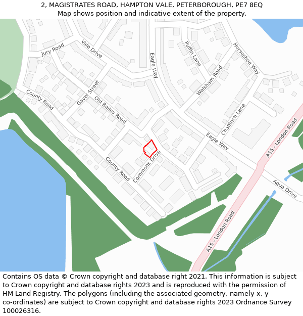 2, MAGISTRATES ROAD, HAMPTON VALE, PETERBOROUGH, PE7 8EQ: Location map and indicative extent of plot