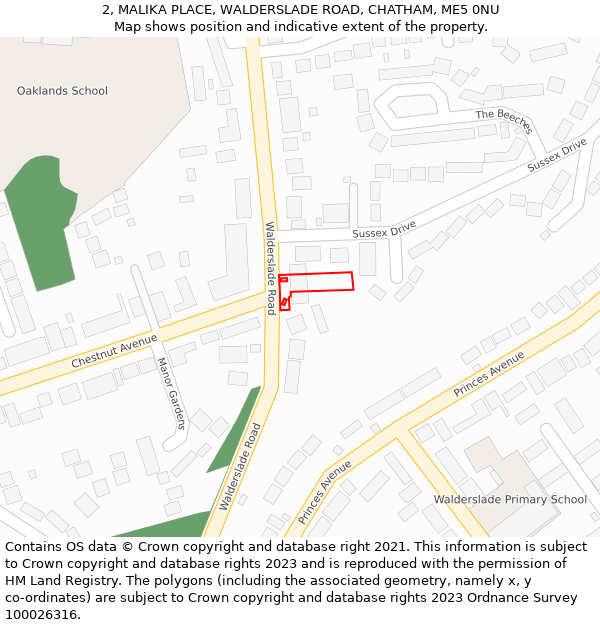 2, MALIKA PLACE, WALDERSLADE ROAD, CHATHAM, ME5 0NU: Location map and indicative extent of plot