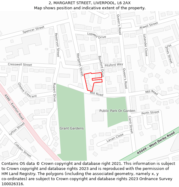 2, MARGARET STREET, LIVERPOOL, L6 2AX: Location map and indicative extent of plot