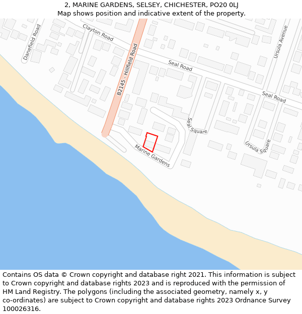 2, MARINE GARDENS, SELSEY, CHICHESTER, PO20 0LJ: Location map and indicative extent of plot