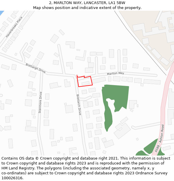 2, MARLTON WAY, LANCASTER, LA1 5BW: Location map and indicative extent of plot