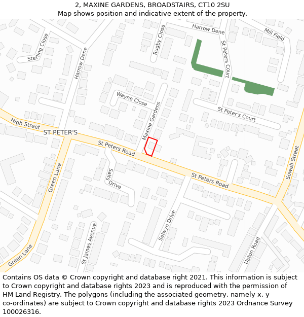 2, MAXINE GARDENS, BROADSTAIRS, CT10 2SU: Location map and indicative extent of plot