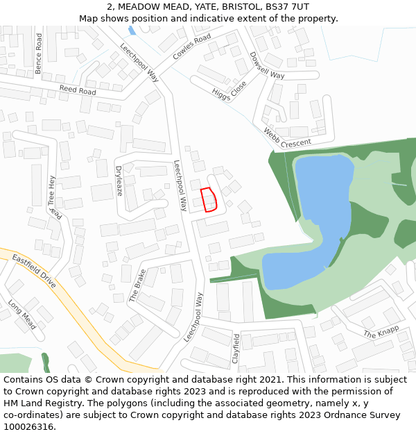 2, MEADOW MEAD, YATE, BRISTOL, BS37 7UT: Location map and indicative extent of plot