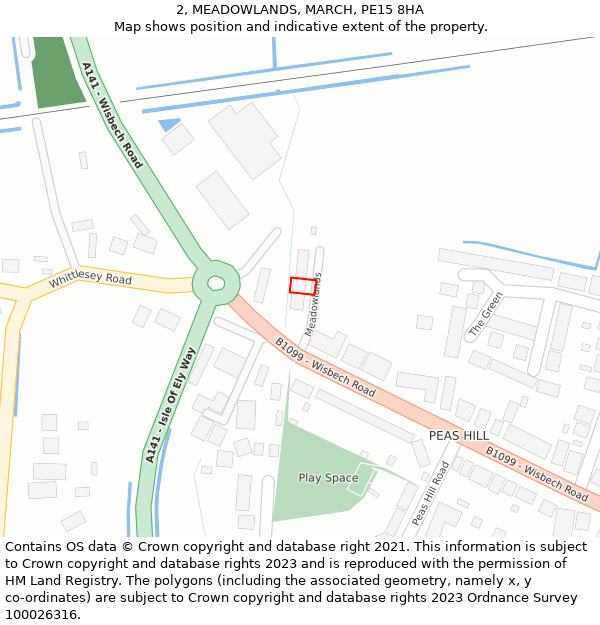 2, MEADOWLANDS, MARCH, PE15 8HA: Location map and indicative extent of plot