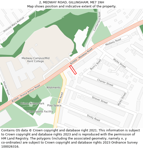 2, MEDWAY ROAD, GILLINGHAM, ME7 1NH: Location map and indicative extent of plot