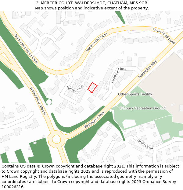 2, MERCER COURT, WALDERSLADE, CHATHAM, ME5 9GB: Location map and indicative extent of plot