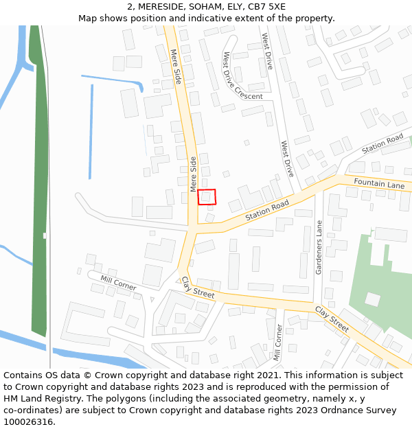 2, MERESIDE, SOHAM, ELY, CB7 5XE: Location map and indicative extent of plot