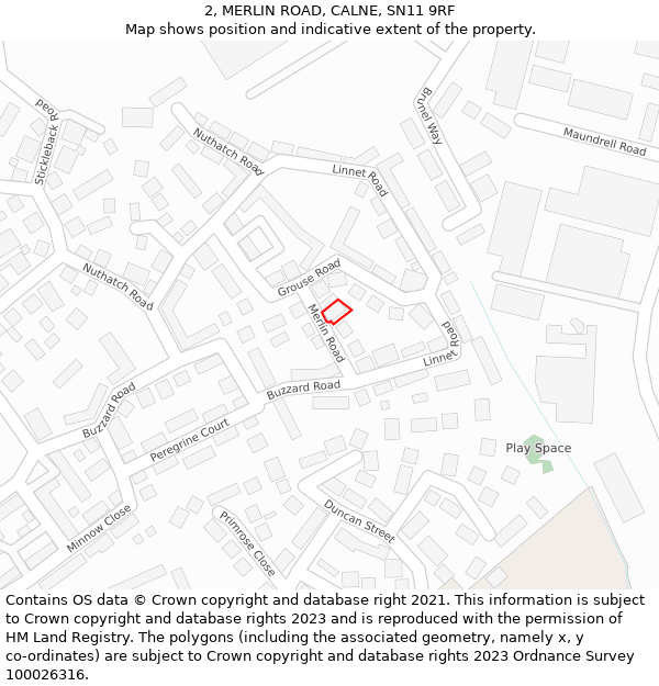 2, MERLIN ROAD, CALNE, SN11 9RF: Location map and indicative extent of plot