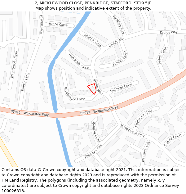 2, MICKLEWOOD CLOSE, PENKRIDGE, STAFFORD, ST19 5JE: Location map and indicative extent of plot